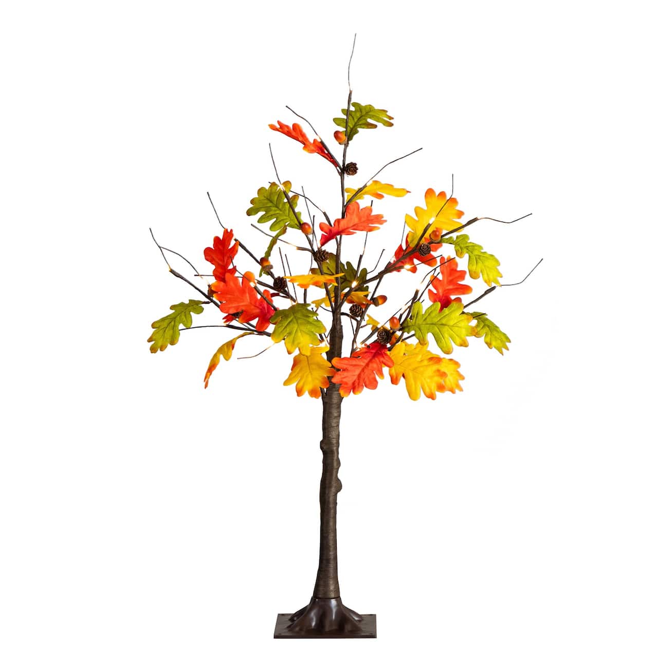 3ft. Pre-Lit Autumn Maple Artificial Fall Tree with Pinecones, Acorns and 36 Warm White LED Lights